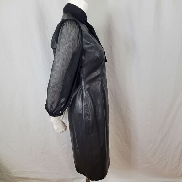Calvin Klein Faux Leather Black Dress‎ Size 4 - Picture 4 of 10